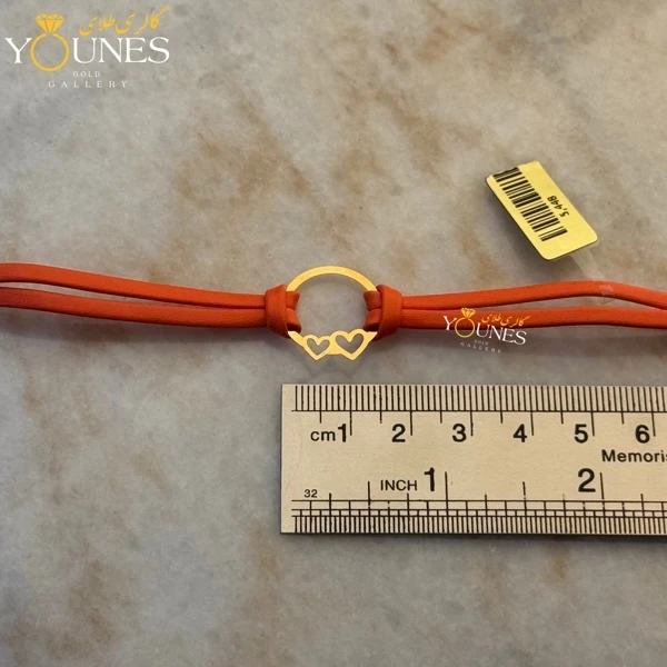 دستبند طلا چرم دولاین قلبی